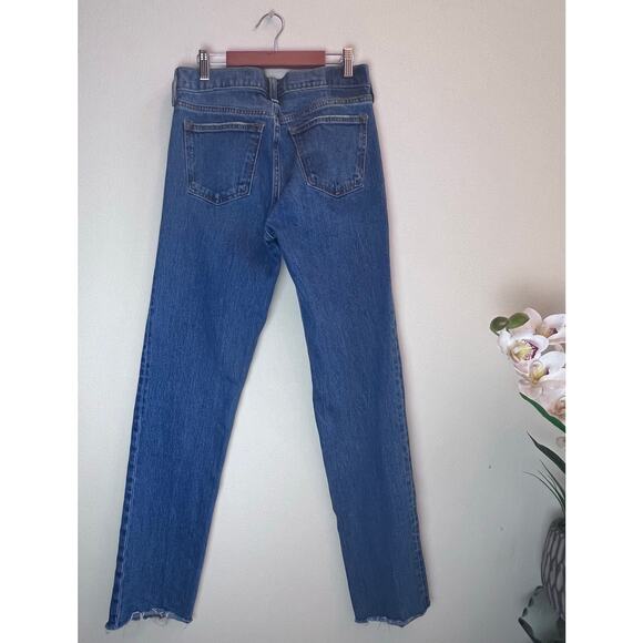 Abercrombie & Fitch the '90s Straight Leg Mid Rise Raw Hem Classic Jeans 27/4L - Picture 2 of 9